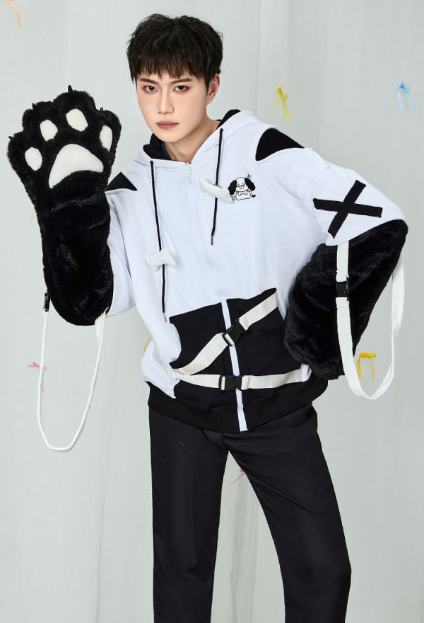 Dog Paw Hoodie Black And White Dog Paw Design Outfit