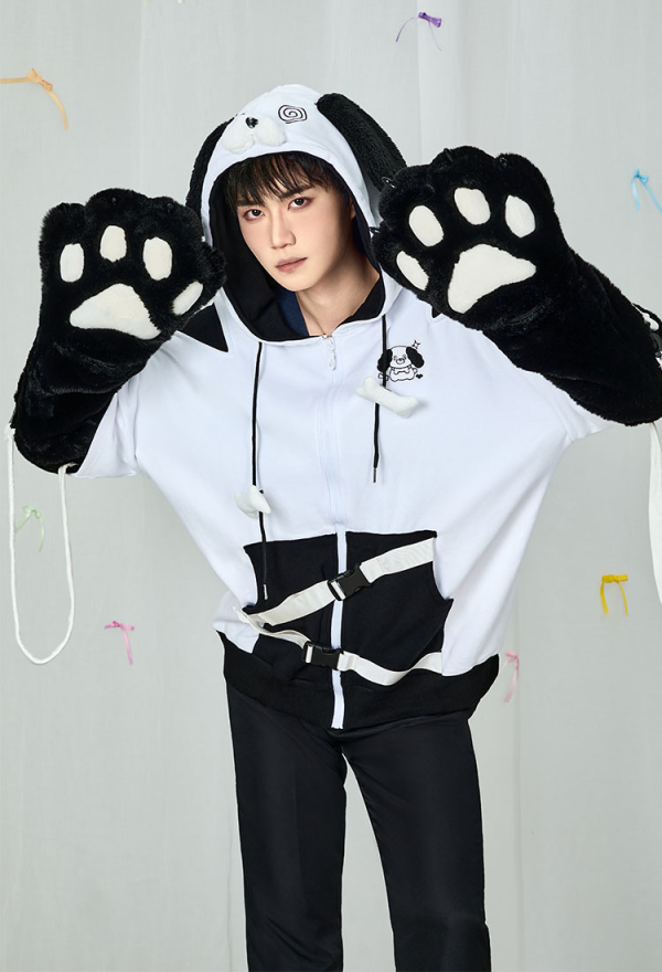 Dog Paw Hoodie Black And White Dog Paw Design Outfit