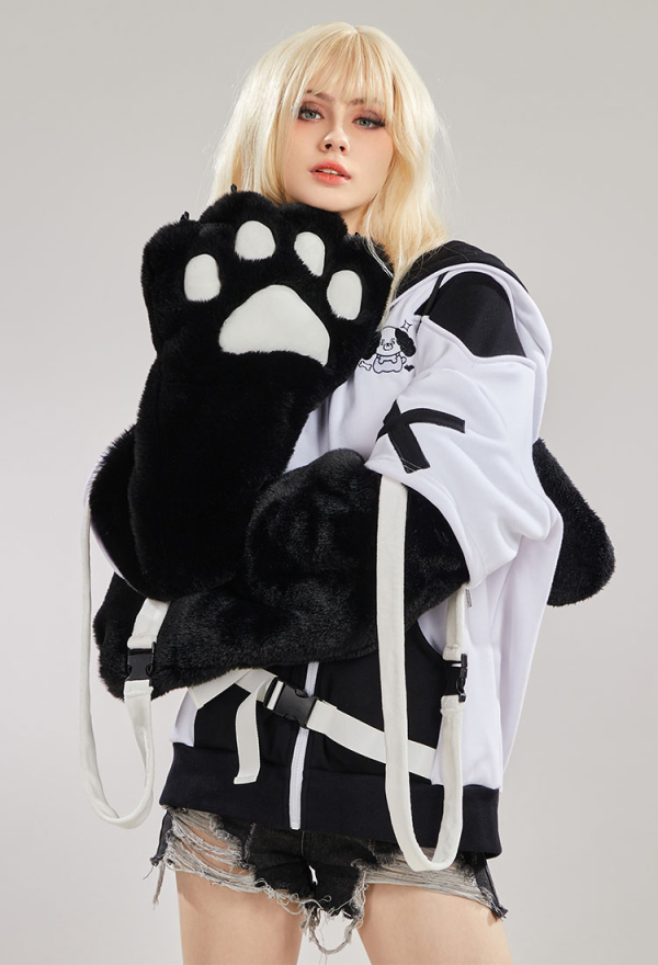 Dog Paw Hoodie Black And White Dog Paw Design Outfit