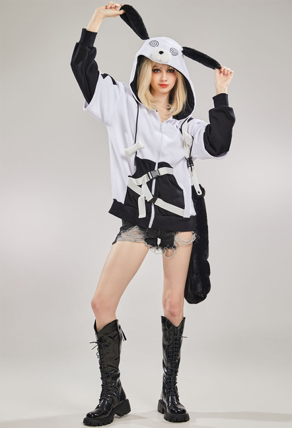 Dog Paw Hoodie Black And White Dog Paw Design Outfit