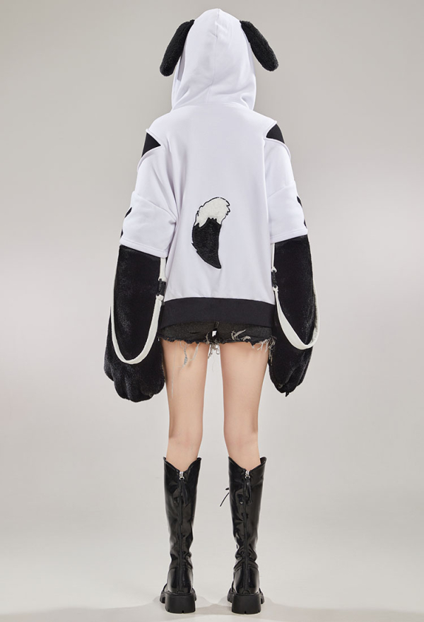 Dog Paw Hoodie Black And White Dog Paw Design Outfit
