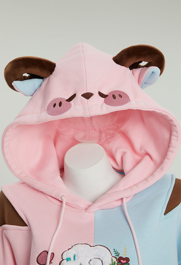 Sheep Paw Hoodie Color Clash Hoodie Daily Wear