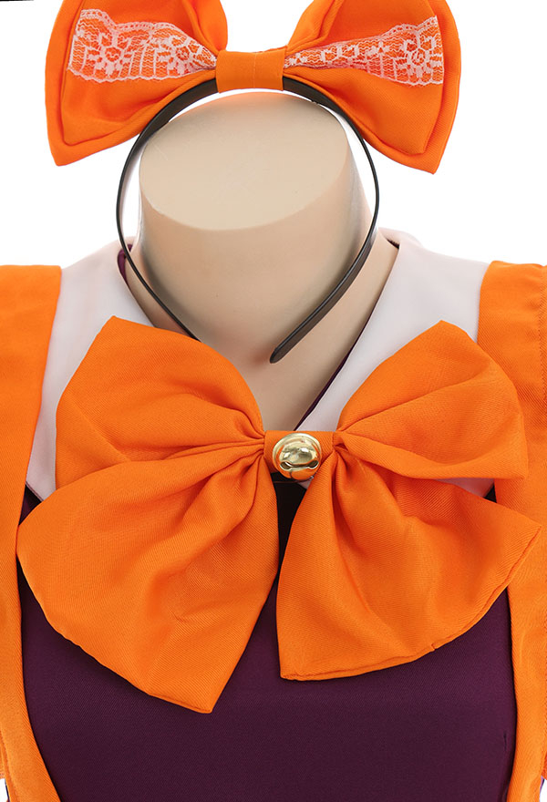 Lil Pumpkin Women Gothic Halloween Ghost Print Maid Costume