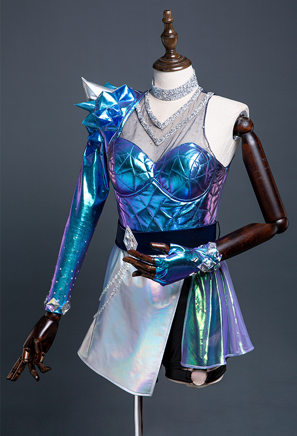 Ahri Halloween Women Blue Shiny Reflective Leather Cosplay Costume Ahri Halloween Women Blue Shiny Reflective Leather Cosplay Costume