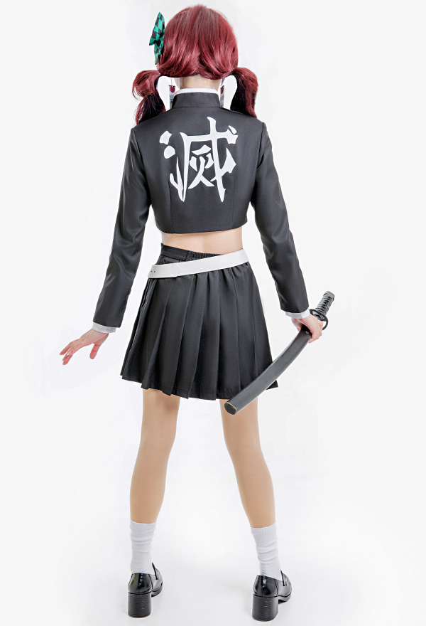 Women Gothic Black Green Plaid Japanese Student Uniform Halloween Costume Women Gothic Black Green Plaid Japanese Student Uniform Halloween Costume