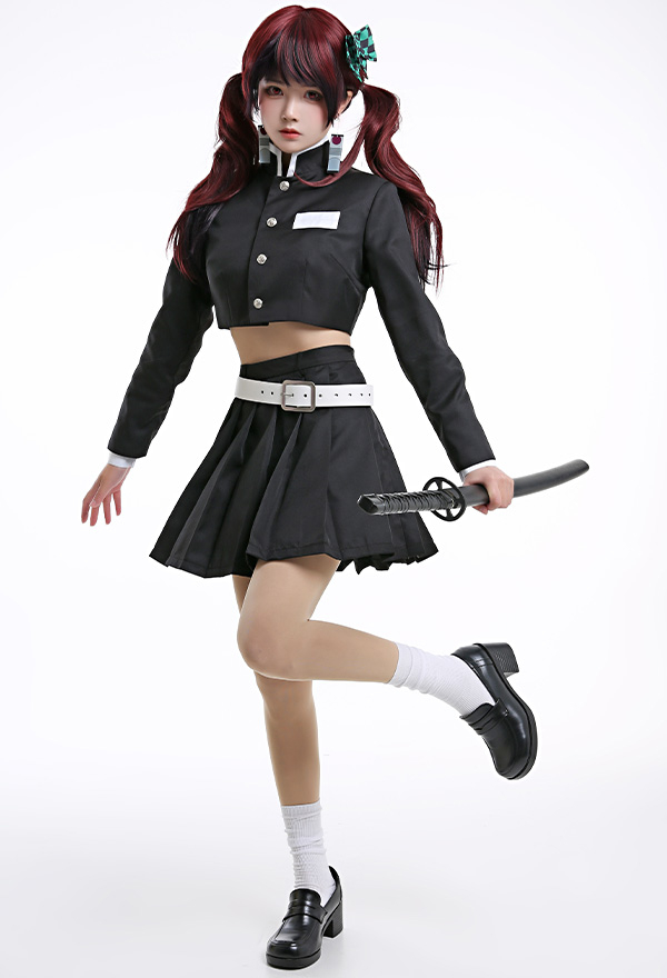 Women Gothic Black Green Plaid Japanese Student Uniform Halloween Costume Women Gothic Black Green Plaid Japanese Student Uniform Halloween Costume