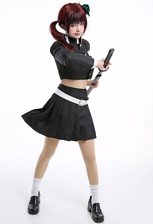 Women Gothic Black Green Plaid Japanese Student Uniform Halloween Costume Women Gothic Black Green Plaid Japanese Student Uniform Halloween Costume