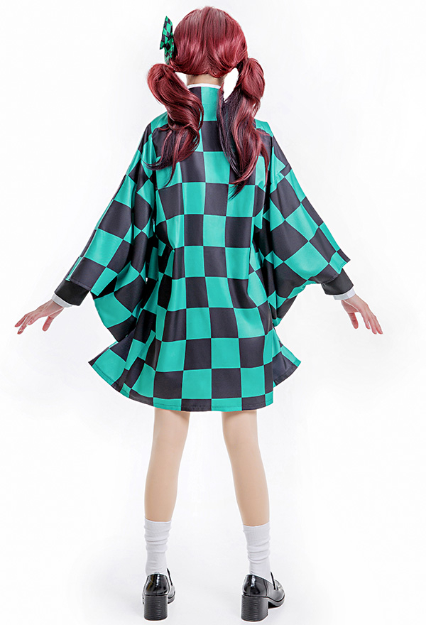 Women Gothic Black Green Plaid Japanese Student Uniform Halloween Costume Women Gothic Black Green Plaid Japanese Student Uniform Halloween Costume