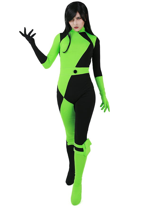 Green Menace Gothic Dazzling Party Wear Bodysuit Green and Black Spandex Long Sleeve Jumpsuit Halloween Costume Green Menace Gothic Dazzling Party Wear Bodysuit Green and Black Spandex Long Sleeve Jumpsuit Halloween Costume