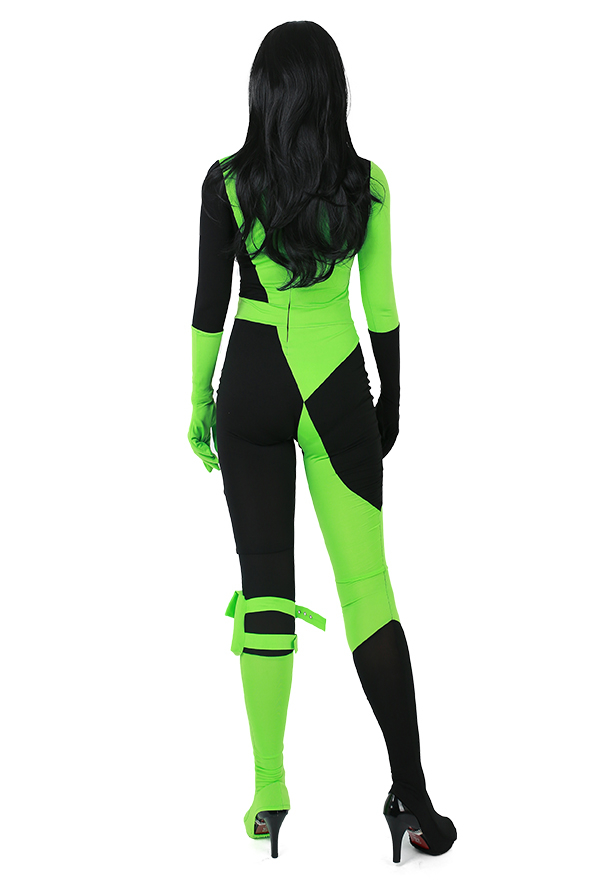 Green Menace Gothic Dazzling Party Wear Bodysuit Green and Black Spandex Long Sleeve Jumpsuit Halloween Costume Green Menace Gothic Dazzling Party Wear Bodysuit Green and Black Spandex Long Sleeve Jumpsuit Halloween Costume