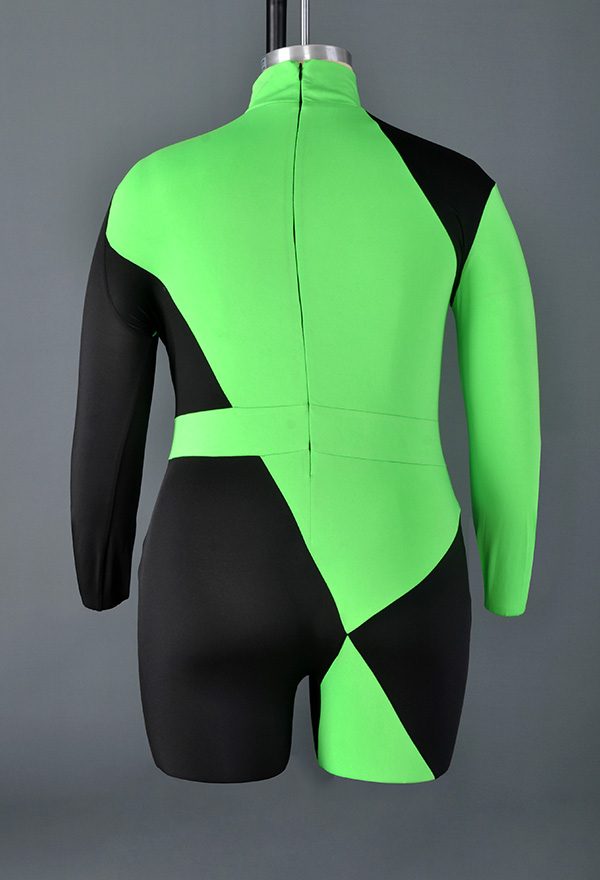 Plus Size Gothic Dazzling Party Wear Bodysuit Green and Black Spandex Long Sleeve Jumpsuit Halloween Costume Plus Size Gothic Dazzling Party Wear Bodysuit Green and Black Spandex Long Sleeve Jumpsuit Halloween Costume