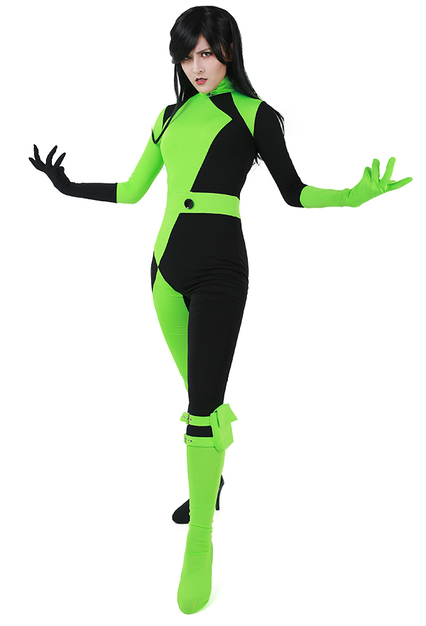 Green Menace Gothic Dazzling Party Wear Bodysuit Green and Black Spandex Long Sleeve Jumpsuit Halloween Costume Green Menace Gothic Dazzling Party Wear Bodysuit Green and Black Spandex Long Sleeve Jumpsuit Halloween Costume