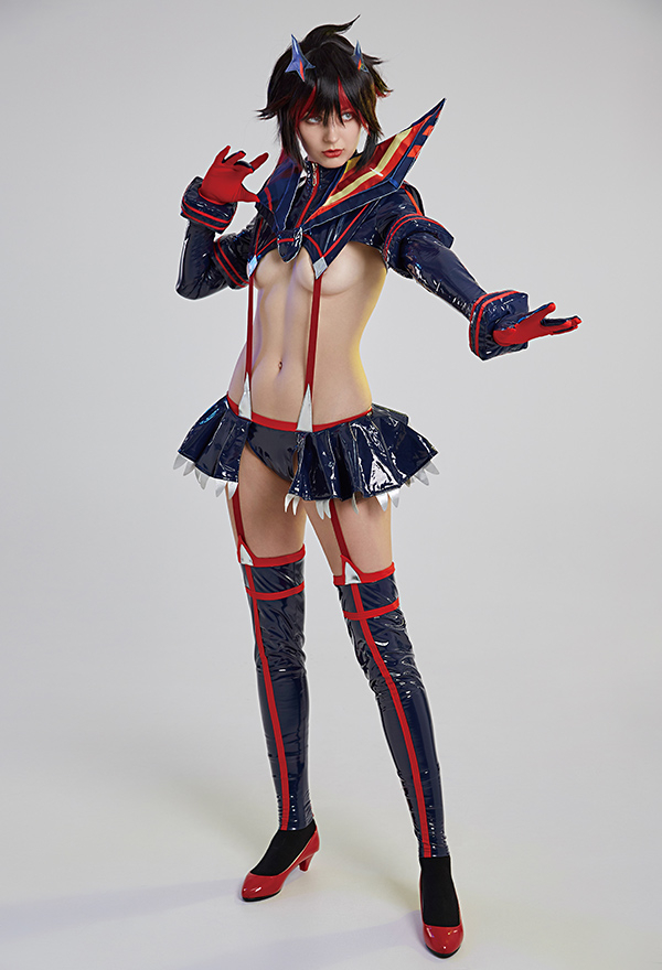 Transfer Student Ryuko Women Hallowen Long Sleeves Bodysuit with Wings and Stockings