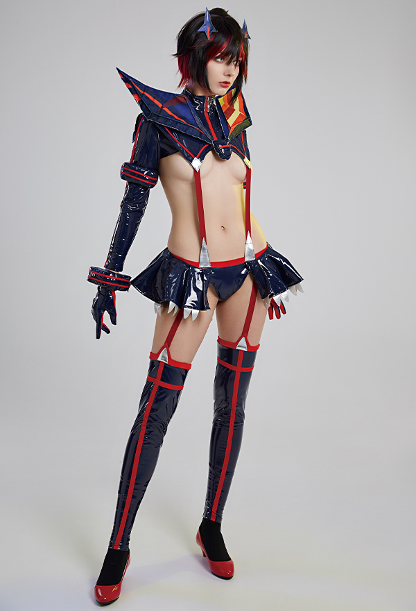 Transfer Student Ryuko Women Hallowen Long Sleeves Bodysuit with Wings and Stockings