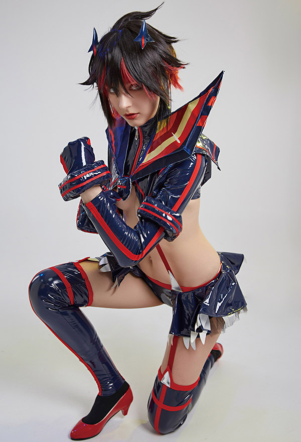Transfer Student Ryuko Women Hallowen Long Sleeves Bodysuit with Wings and Stockings
