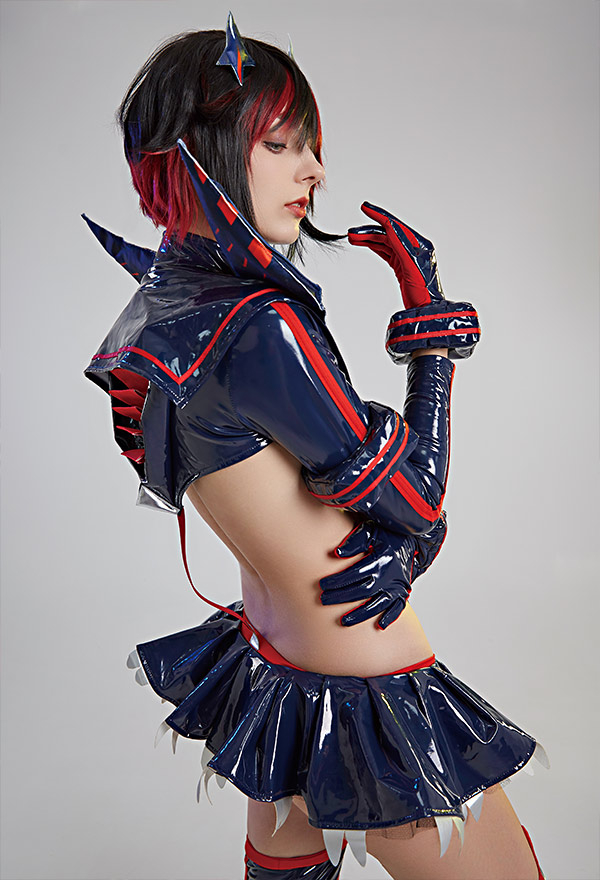 Transfer Student Ryuko Women Hallowen Long Sleeves Bodysuit with Wings and Stockings