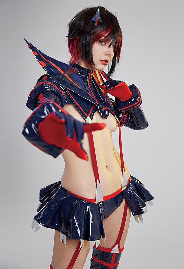 Transfer Student Ryuko Women Hallowen Long Sleeves Bodysuit with Wings and Stockings