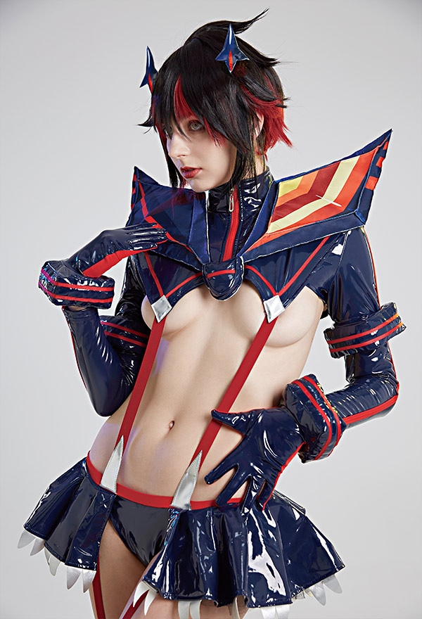 Transfer Student Ryuko Women Hallowen Long Sleeves Bodysuit with Wings and Stockings