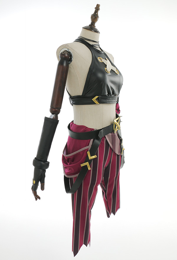 Jinx PU Leather Tank Crop Top and Shorts Halloween Costume Set Jinx PU Leather Tank Crop Top and Shorts Halloween Costume Set
