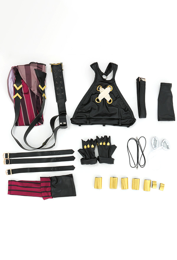 Jinx PU Leather Tank Crop Top and Shorts Halloween Costume Set Jinx PU Leather Tank Crop Top and Shorts Halloween Costume Set