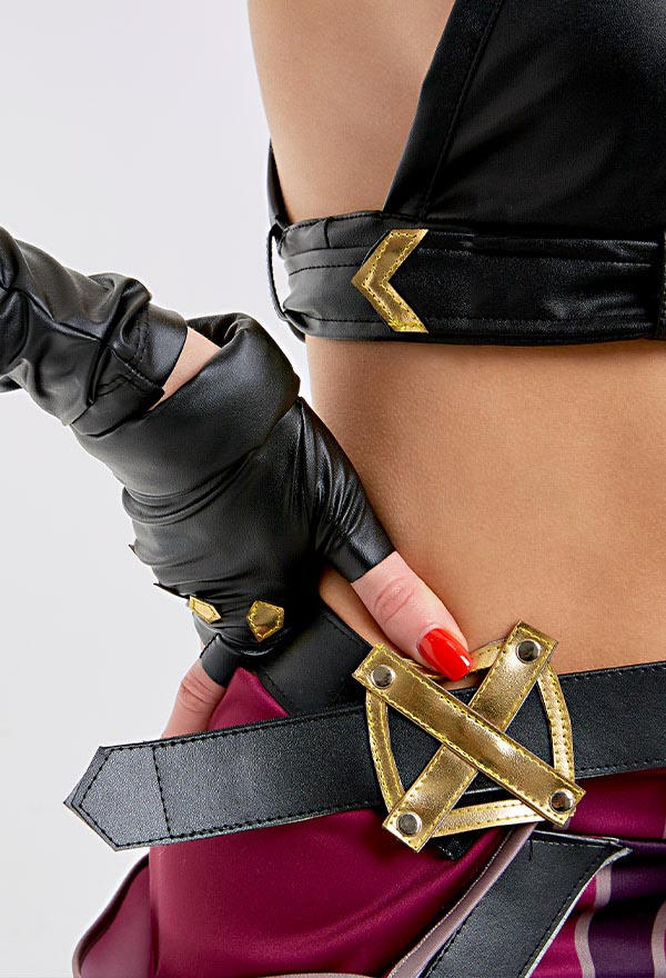 Jinx PU Leather Tank Crop Top and Shorts Halloween Costume Set Jinx PU Leather Tank Crop Top and Shorts Halloween Costume Set