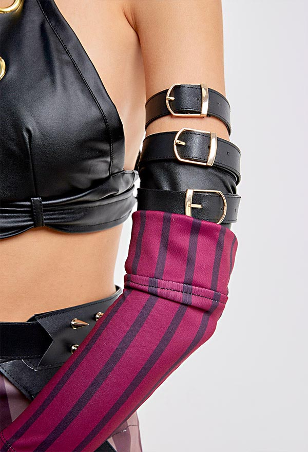 Jinx PU Leather Tank Crop Top and Shorts Halloween Costume Set Jinx PU Leather Tank Crop Top and Shorts Halloween Costume Set