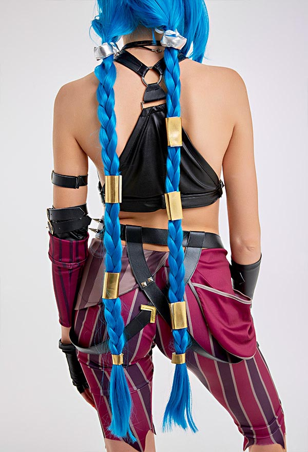 Jinx PU Leather Tank Crop Top and Shorts Halloween Costume Set Jinx PU Leather Tank Crop Top and Shorts Halloween Costume Set