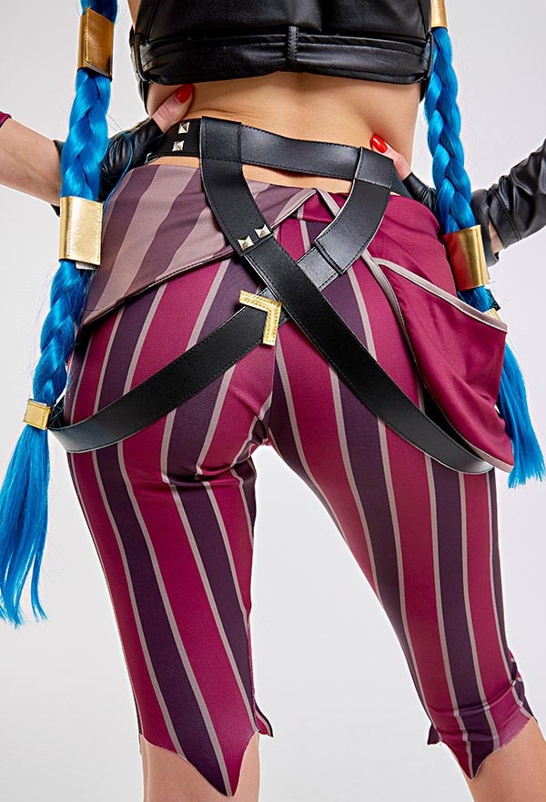 Jinx PU Leather Tank Crop Top and Shorts Halloween Costume Set Jinx PU Leather Tank Crop Top and Shorts Halloween Costume Set
