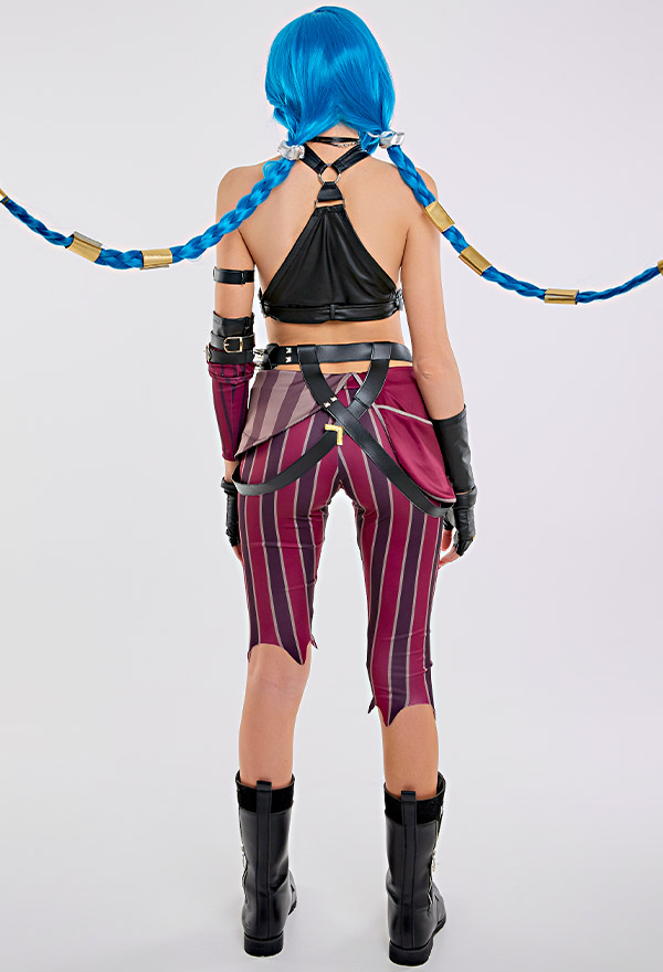 Jinx PU Leather Tank Crop Top and Shorts Halloween Costume Set Jinx PU Leather Tank Crop Top and Shorts Halloween Costume Set