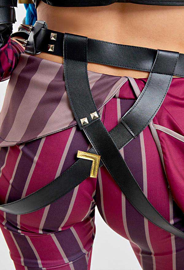 Jinx PU Leather Tank Crop Top and Shorts Halloween Costume Set Jinx PU Leather Tank Crop Top and Shorts Halloween Costume Set