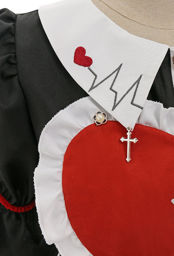 Bloody Maid Gothic Long Sleeves Bow Decorated Dress and Apron Halloween Costume Bloody Maid Gothic Long Sleeves Bow Decorated Dress and Apron Halloween Costume
