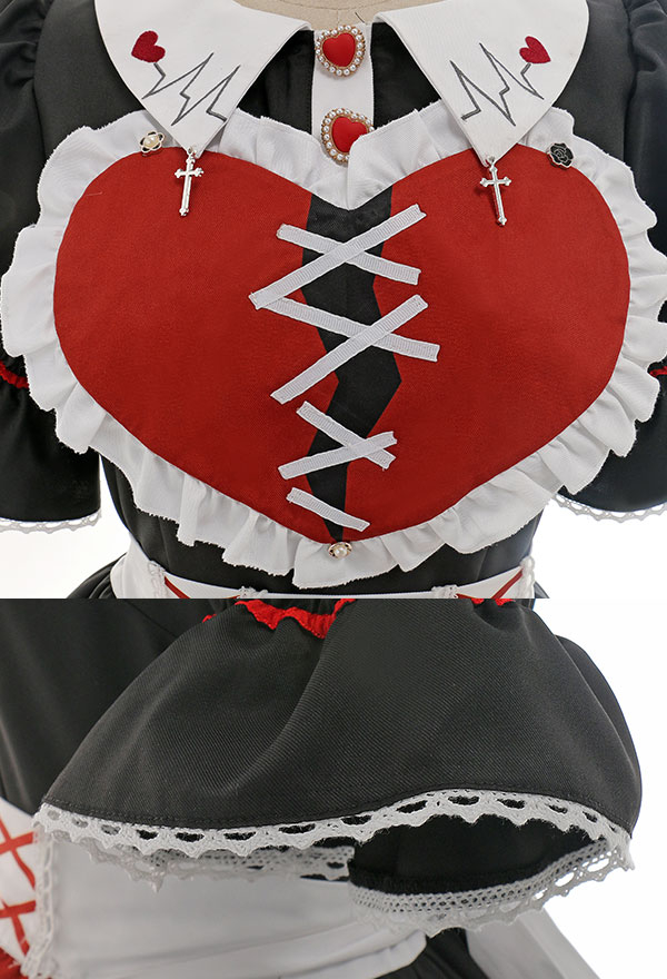 Bloody Maid Gothic Long Sleeves Bow Decorated Dress and Apron Halloween Costume Bloody Maid Gothic Long Sleeves Bow Decorated Dress and Apron Halloween Costume