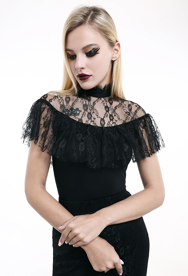 Gothic Vampire Sincere Promise Bridesmaid Dress Black Spandex Elegant Off Shoulder Lace Cape Fishtail Halloween Wedding Costume Gothic Vampire Sincere Promise Bridesmaid Dress Black Spandex Elegant Off Shoulder Lace Cape Fishtail Halloween Wedding Costume
