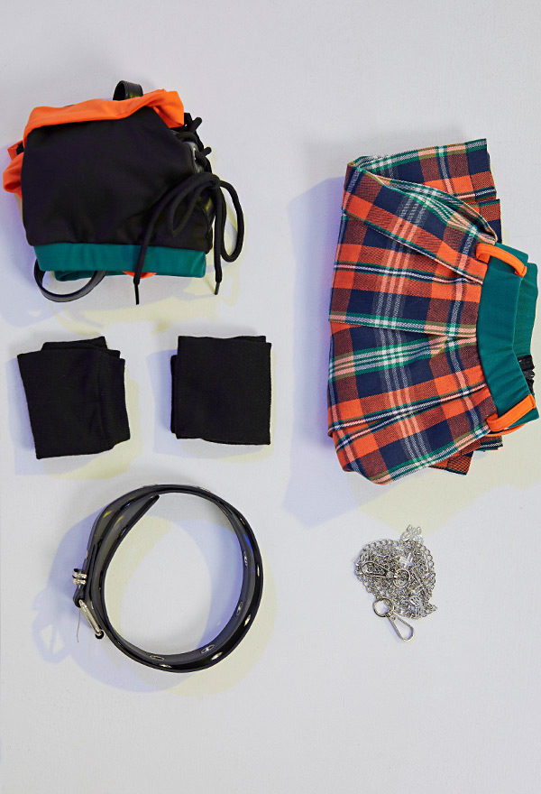 Hard Bounce Grunge Girl Summer Punk Style Halter Tube Top and Plaid Skirt