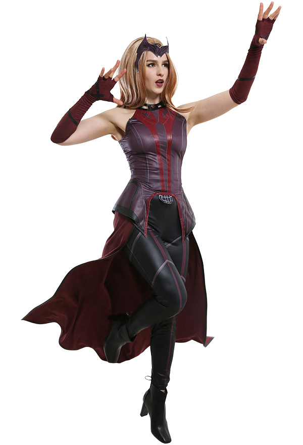 Women Revenge Witch Outfit PU Leather Sleeveless Coat Halloween Costume with Outer Skirt and Long Gloves Women Revenge Witch Outfit PU Leather Sleeveless Coat Halloween Costume with Outer Skirt and Long Gloves