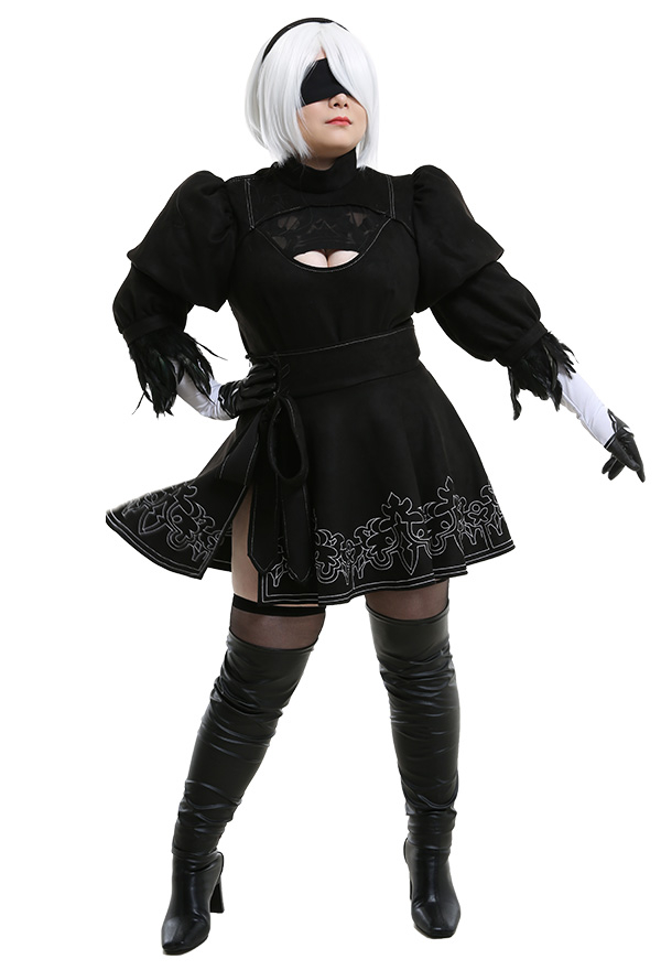 Plus Size Women Gothic Planet Warrior Uniform Black Chest and Back Open Top Floral Pattern Bottom Halloween Costume