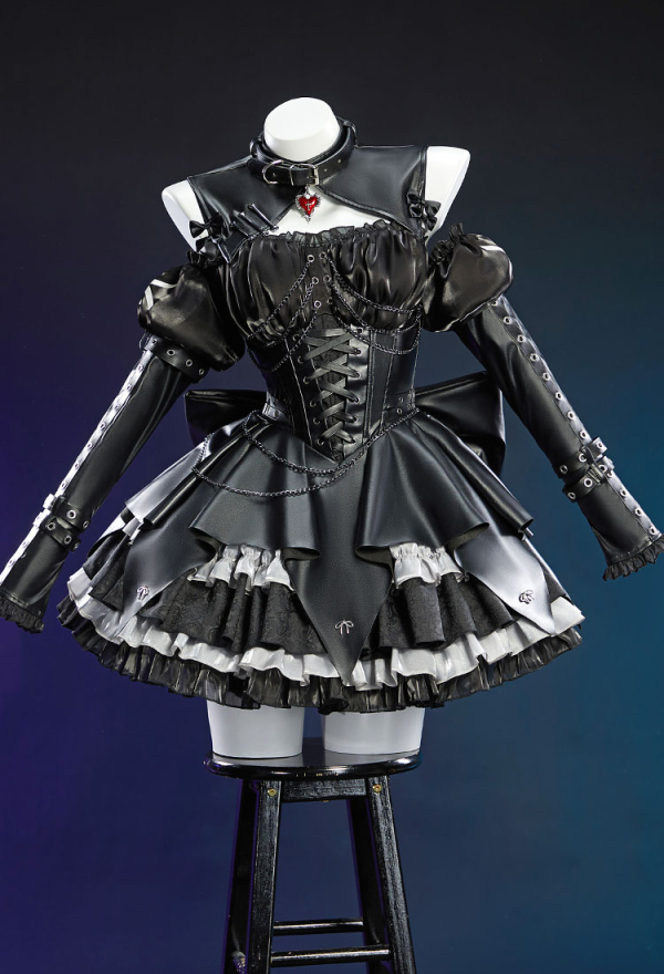 Halloween Cosplay Costume Black Dress with Sleeves and Leg Warmers