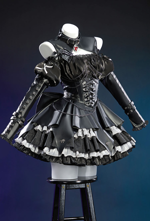 Halloween Cosplay Costume Black Dress with Sleeves and Leg Warmers