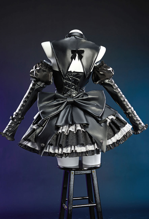 Halloween Cosplay Costume Black Dress with Sleeves and Leg Warmers