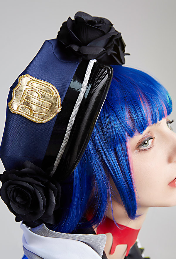 Anime Police Officer Cosplay Costume Top and Shorts Cosplay Set with Stocking