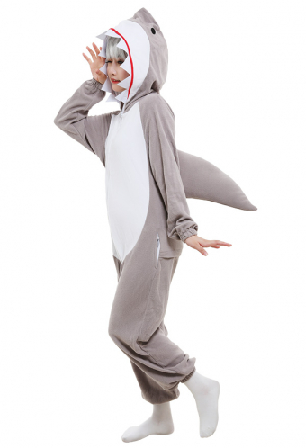 Animal Cartoon Shark Onesie Pajamas Cute Style Polar Fleece Long Sleeve Hooded Jumpsuit Christmas Costume