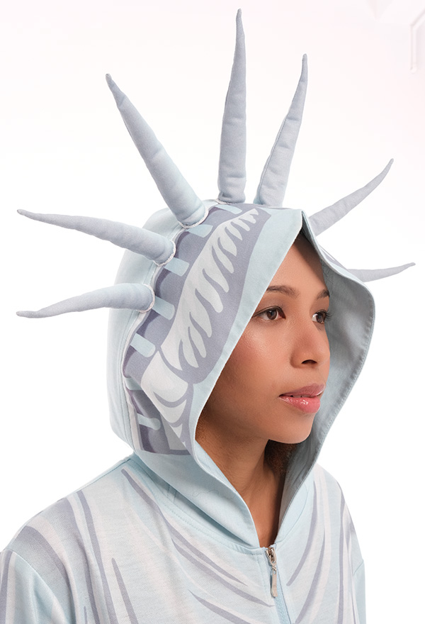 Christmas Statue of Liberty Onesies for Adults Women Home-wear Polyester Long Sleeve Comfortable Footed Pajamas