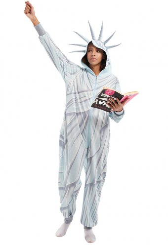 Christmas Statue of Liberty Onesies for Adults Women Home-wear Polyester Long Sleeve Comfortable Footed Pajamas