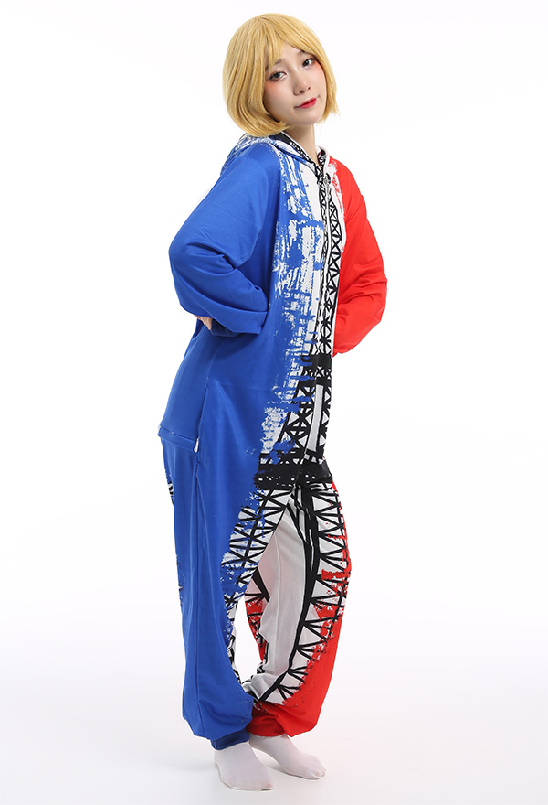 Women Flag Series Onesie Pajama Polyester Long Sleeve France National Flag Eiffel Tower Pattern Sleepwear Halloween Costume Women Flag Series Onesie Pajama Polyester Long Sleeve France National Flag Eiffel Tower Pattern Sleepwear Halloween Costume