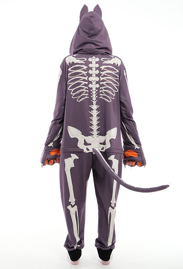 Gothic Animal Cartoon Skull Cat Kigurumi Dark Style Polyester Long Sleeve Hooded Onesie Pajamas Halloween Costume for Women Gothic Animal Cartoon Skull Cat Kigurumi Dark Style Polyester Long Sleeve Hooded Onesie Pajamas Halloween Costume for Women