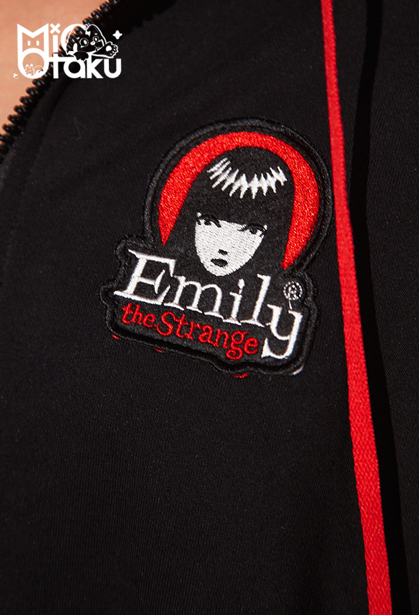 Emily the Strange Black Cat Print Halloween Costume Long Sleeves with Drawstrings Hooded Onesie Pajama