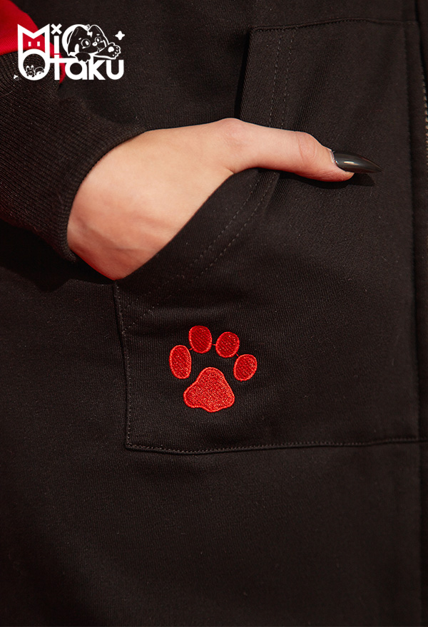 Emily the Strange Black Red Embroidery Print Halloween Costume Zipper Cat Hooded Onesie Pajama Dress Emily the Strange Black Red Embroidery Print Halloween Costume Zipper Cat Hooded Onesie Pajama Dress