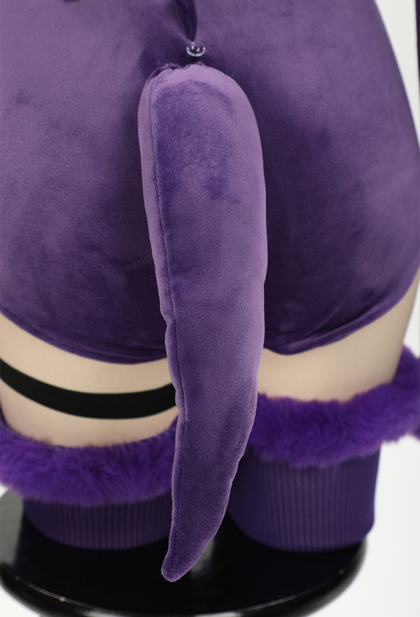 Plus Size Purple Ghost Purple Sexy Romper Bodysuit Plush Hooded and Stocking with Belt and Tail
