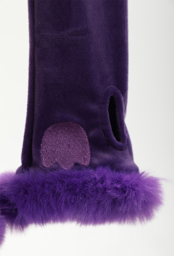 Plus Size Purple Ghost Purple Sexy Romper Bodysuit Plush Hooded and Stocking with Belt and Tail