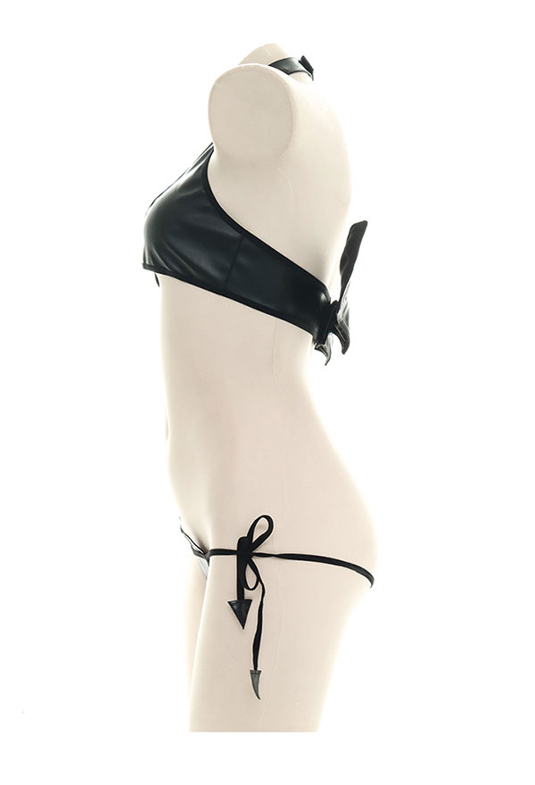 Kawaii Sleepwear Lingerie Set Japanese Style Black Bat Backless Hollow Heart Sleepwear